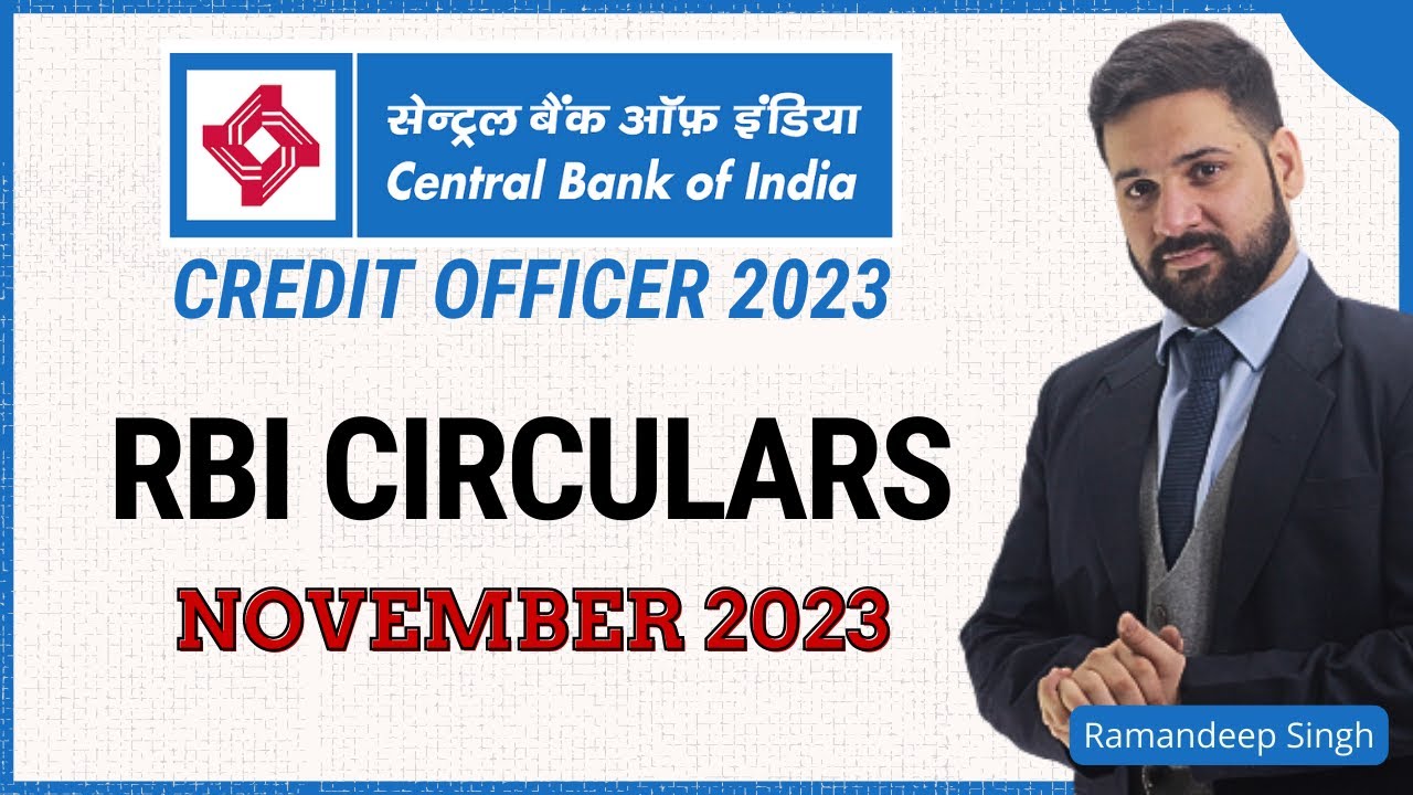 Central Bank of India Credit Officer: RBI Circulars November 2023 - YouTube
