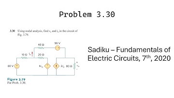 Sadiku 2020 Problem 3.30 Using nodal analysis, find vo and io in the circuit of Fig. 3.79.
