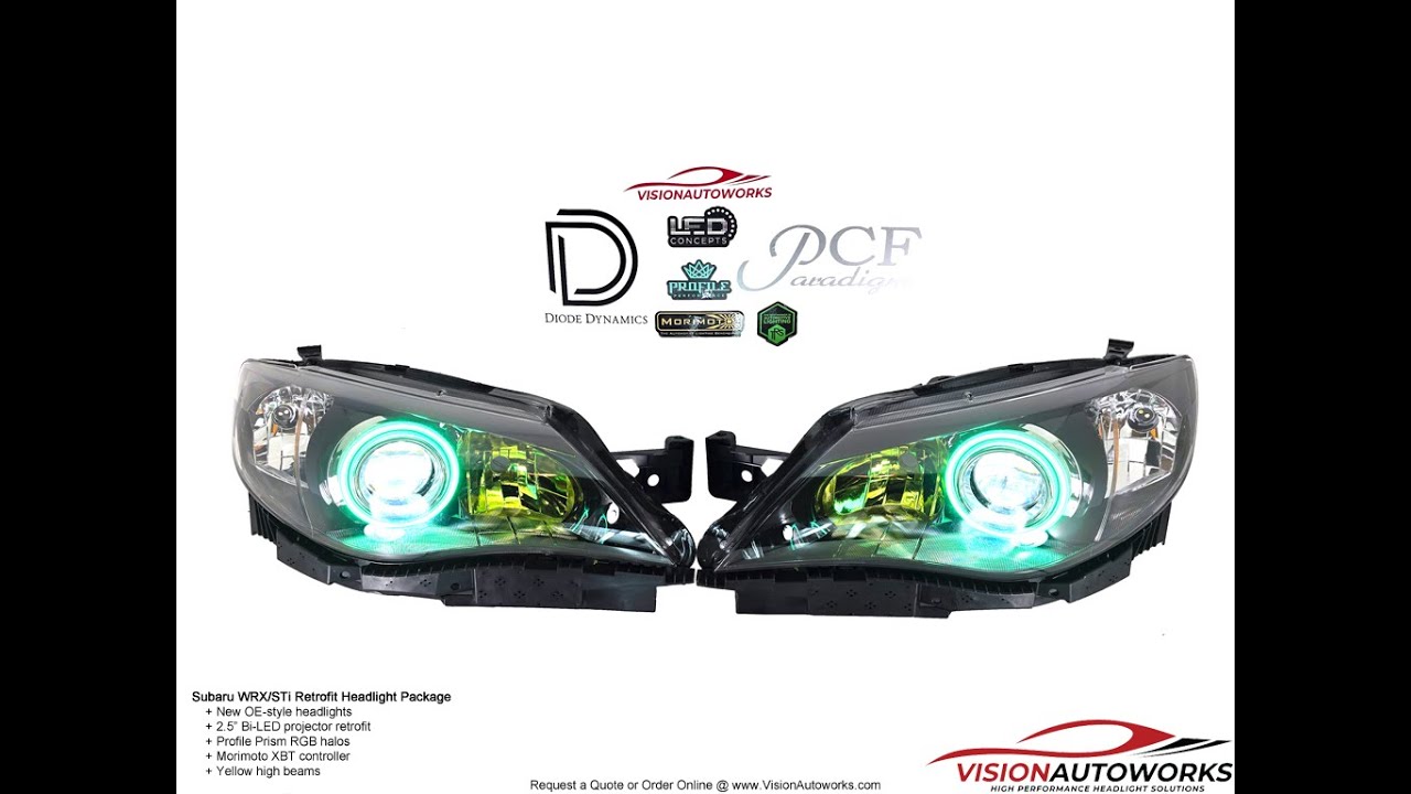 Black/Smoke Projector Headlights – For 2008-2014 Subaru Impreza WRX (Halogen, DOT/SAE)