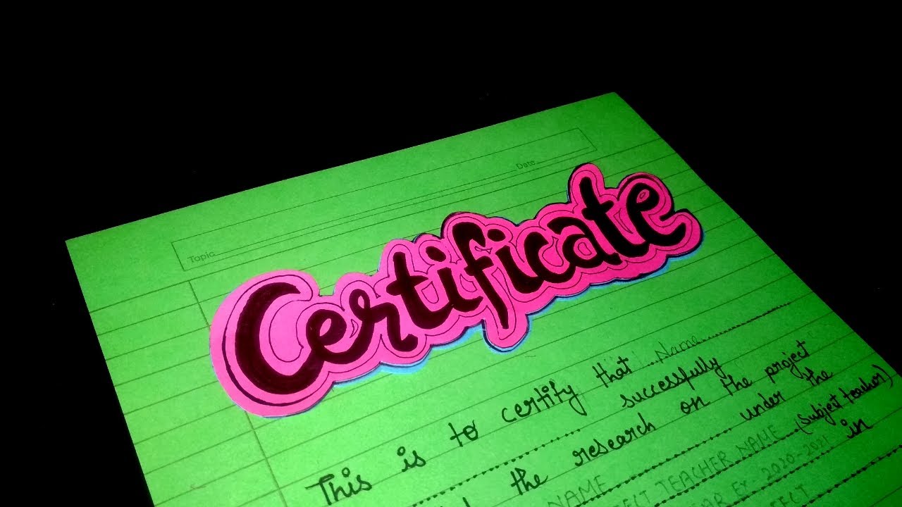 certificate page for assignment