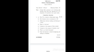 2021 #visualbasic #question #paper #MCA #MSc #BCA #BSc #kurukshetra #University #programming