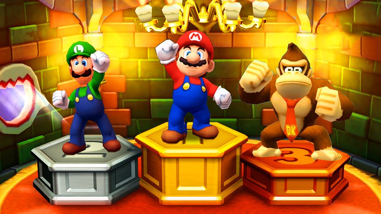 Mario Party: Star Rush Minigames - Mario vs Luigi vs Donkey Kong vs Diddy Kong