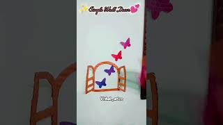 🦋 Simple Wall Decor Transformation ✨💜#shortvideo #viral #DIYCraft