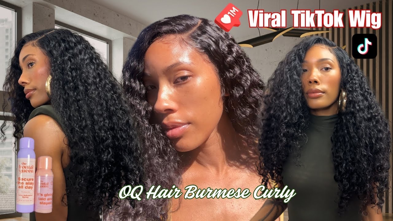 Viral TikTok Wig| OQ Hair Burmese Curly Lace Front | Frontal Queen Adhesives