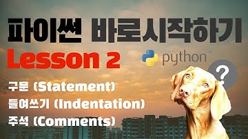 파이썬 바로 시작하기 LESSON 2 || 파이썬입문 || 구문,들여쓰기,주석 || Python Tutorial Korean