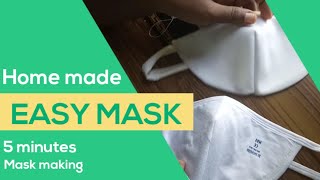 തുണി മാത്രം ഉപയോഗിച്ച്  വളരെ എളുപ്പത്തിൽ വീട്ടിൽ ഉണ്ടാക്കാവുന്ന മാസ്ക് Home made simple  mask making