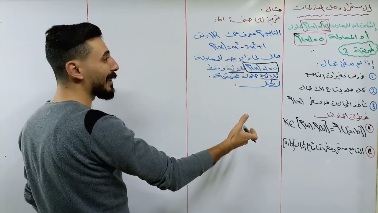 الدرس الواحد والعشرين : الاستمرار وحل المعادلات حلول المعادلة بالشكل العام ( بكالوريا علمي )