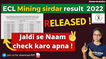 ECL Mining Sirdar T & S Grade C exam 2022 Result Released !! #result #ecl #cil #Miningsirdar