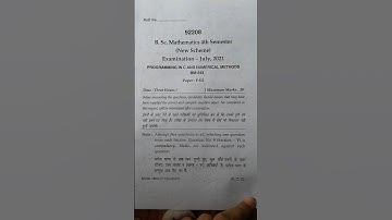 MDU B.sc. Mathematics (Programming in C and Numerical methods)4th sem July 2021#shorts #shortsvideo