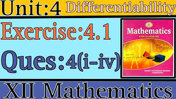 6 | Unit 4 ex 4.1 Ques: 4(i-iv) || Differentiability class 12 maths