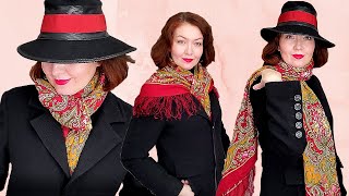 How to wear a Pavlovo Posad shawl. 8 Easy scarf styles for winter. by How to tie a scarf 2,051 views 3 years ago 6 minutes, 3 seconds