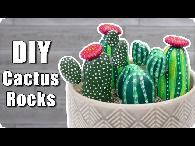 DIY Painted Cactus Rocks - YouTube