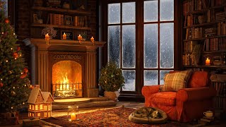 Fireside Festivities ❄️ Christmas Tree, Book Nook, Sleeping Kitten, Soft Jazz, Snowy Pine Forest screenshot 4