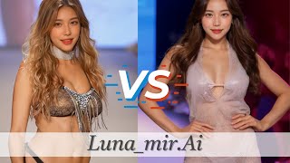 [4K60] SlowMotion 1 vs 2 fashionweek bikini model Runway catwalk fashion recommend popular