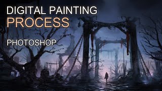Digital Painting - Dark Fantasy I Landscape Concept Art - Timelapse