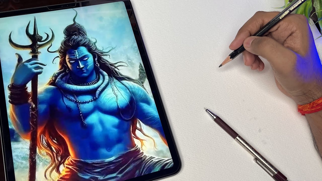 Draw with me - Lord Shiva Drawing With Oil Pastel, Mahadev drawing - YouTube-suu.vn