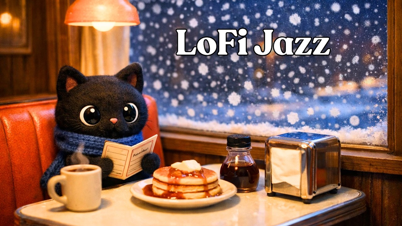 Snowy Midnight Diner ☕❄️ | Jazzy Lofi for Study & Focus