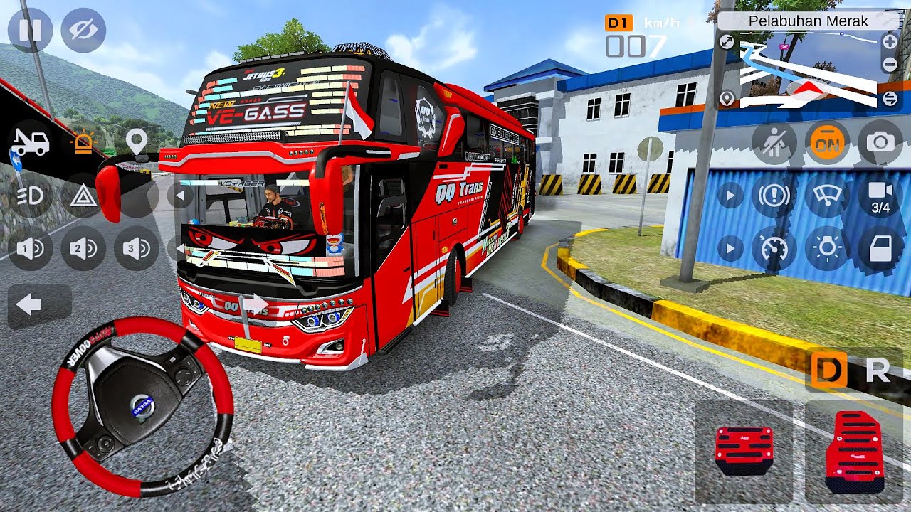 Bus Pariwisata QQ Trans VeGass Pasang Strobo Mata Bergerak Ketemu Kids Panda Di Jalan Raya