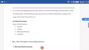 DSA-Data Structures and Algorithms-SE CSE-IT-Hash Functions