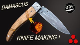 Knife Making - Making a Damascus Folding Knife !!! ASMR...
