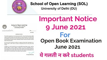 Important Notice For Open Book Examination june 2021 ll ये गलती ना करे students lll SOL OBE