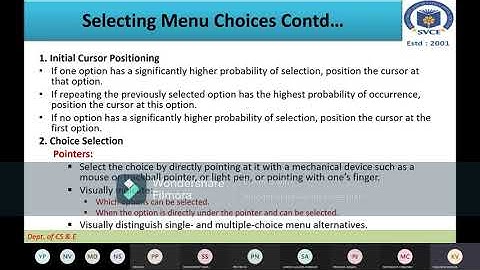 UID M3 Selecting Menu Choices