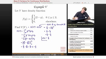 "Mean & Variance for Continuous Distributions" | Probability with Educator.com