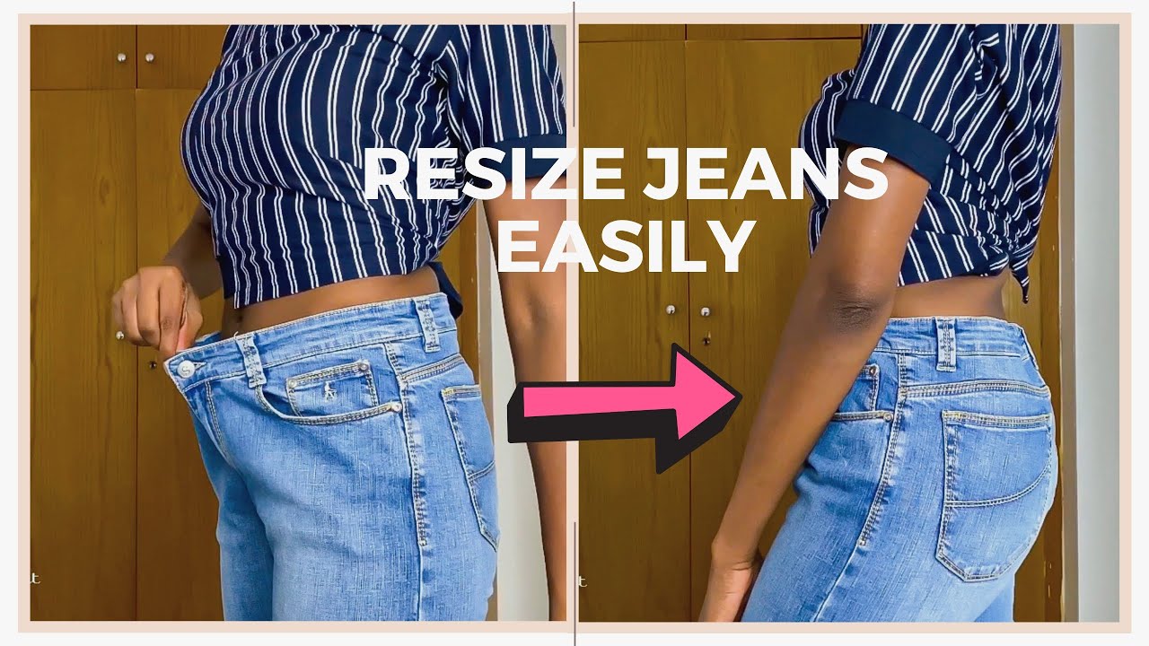 HOW TO RESIZE JEANS WAIST WITHOUT SEWING || MAKE JEANS SMALLER - YouTube