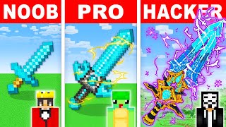 NOOB vs PRO: SECRET DIAMOND SWORD HOUSE Build Challenge in Minecraft!