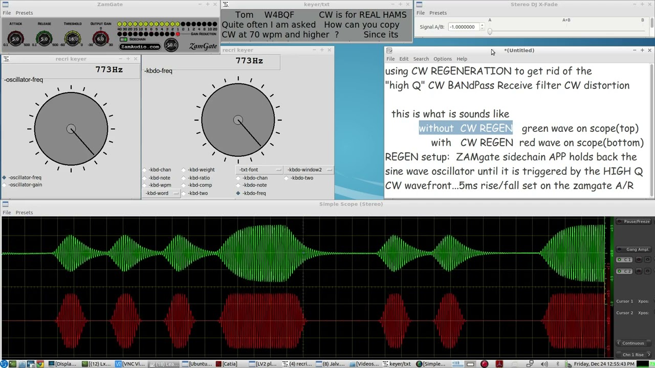 using CW Regeneration to get rid of a HIGH "Q" qrq CW BANDPASS FILTER's ringing and phase distortion