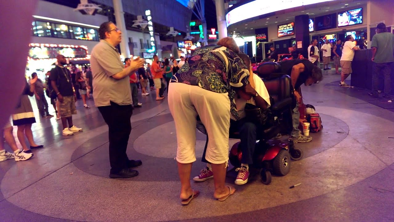 Las Vegas weird people dancing Fremont Street Downtown