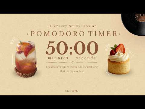 🍑 𝓟𝓮𝓪𝓬𝓱 𝓘𝓬𝓮𝓭 𝓣𝓮𝓪 Study with me| 50/10 Pomodoro Timer | Cozy Jazz, Lofi & Rain Sounds 🌧️🎹| Deep Focus