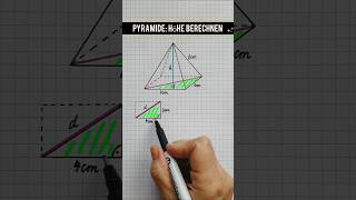 PYRAMIDE: Höhe berechnen - einfach erklärt 🤓 #mathe #satzdespythagoras #Pythagoras #pyramide #höhe