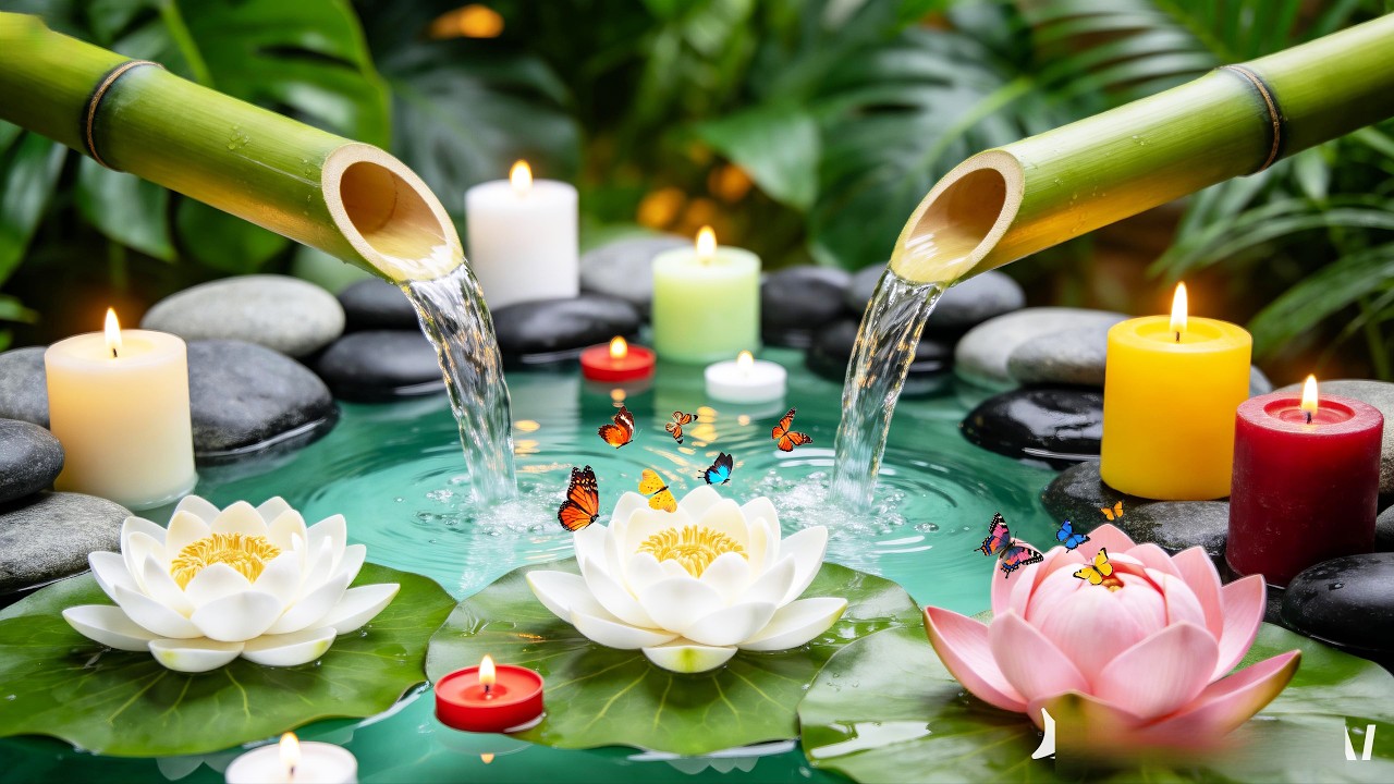 Bamboo Water Fountain & Nature Sounds 🌿 Relaxing Music for Deep Sleep, Meditation and Stress Relief