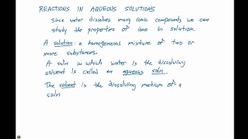 4.1 Reactions in Aqueous Solutions Overview