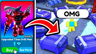 I GOT UPGRADED TITAN DRILL MAN FOR 1000 NEW CRATES Toilet Tower Defense | EP 73 PART 2 Roblox