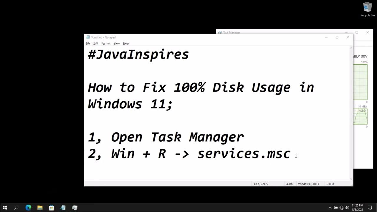 How to Fix 100 Disk Usage in Windows 11 Java Inspires YouTube