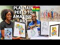 GHANAIAN ARTIST USES PLANTAIN PEEL AND PLASTIC BAGS TO MAKE GHANA ARTWORK| LIFE OF AN ARTIST