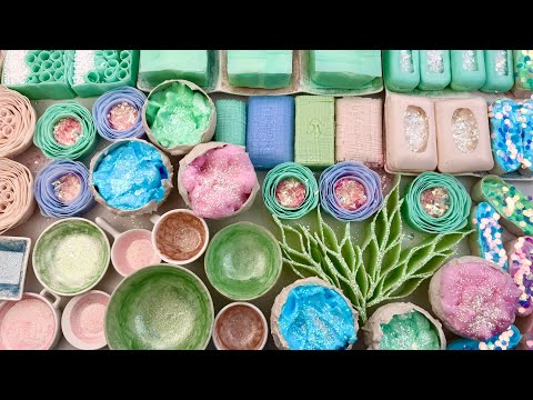 ASMR Video Crushing soap boxes with starch and foam | Peeling off the film | Cutting soap cubes