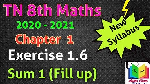 8th standard maths Chapter 1 exercise 1.6 Sum 1 |Maths 8th class 1st chapter|Super brain mathematics