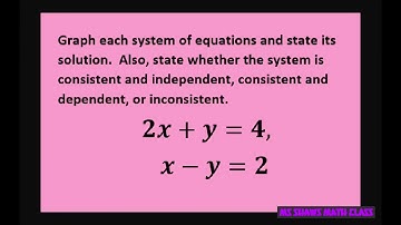 Graph system of linear equations. Consistent Independent or Dependent or Inconsistent