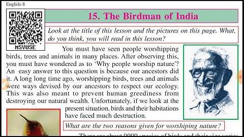 Class-8,English,Lesson-15,The Bird man of India, part-2