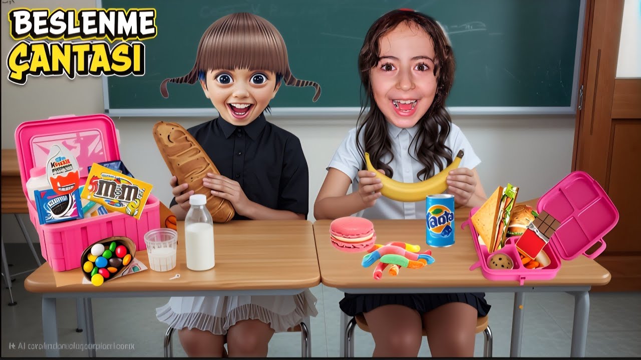 ESMA ve GICIK PELİNSU BESLENME ÇANTASINDA NE VAR ! ÖĞRETMEN BESLENME ÇANTAMIZI KONTROL ETTİ ! 