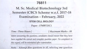 Stem Cell Biology✍️ paper MSc 🧑‍🎓Biotechnology  question paper February 2022 MDU University Rohtak