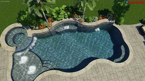 Freeform Pool/ Spa W/ Tanning Ledge And Raised Beam