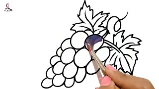 How to draw grape step by step | Grapes drawing easy for beginners