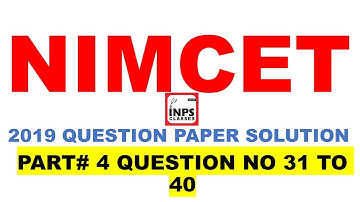 NIMCET 2019 Paper Solution | NIMCET 2019 | NIMCET 2019 Questions Solutions| PART #4 QUESTION 31 - 40