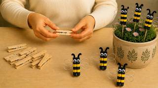 Turn clothespins into a beautiful bee 🐝 | Amazing DIY decoration & gift idea ✨