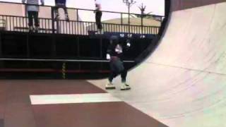 Fakie flatspin 720 on half pipe
