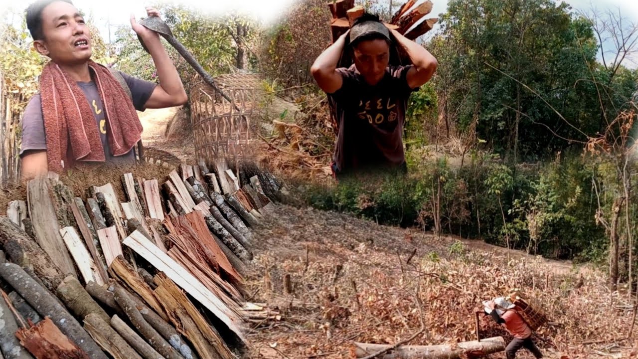 Carrying Heavy firewood  #Villagelife